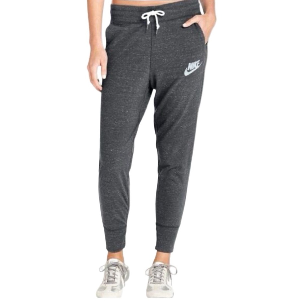 Nike Charcoal Gray Jogger Sweatpants Drawstring Logo Lounge Athletic Size Small - Picture 2 of 12